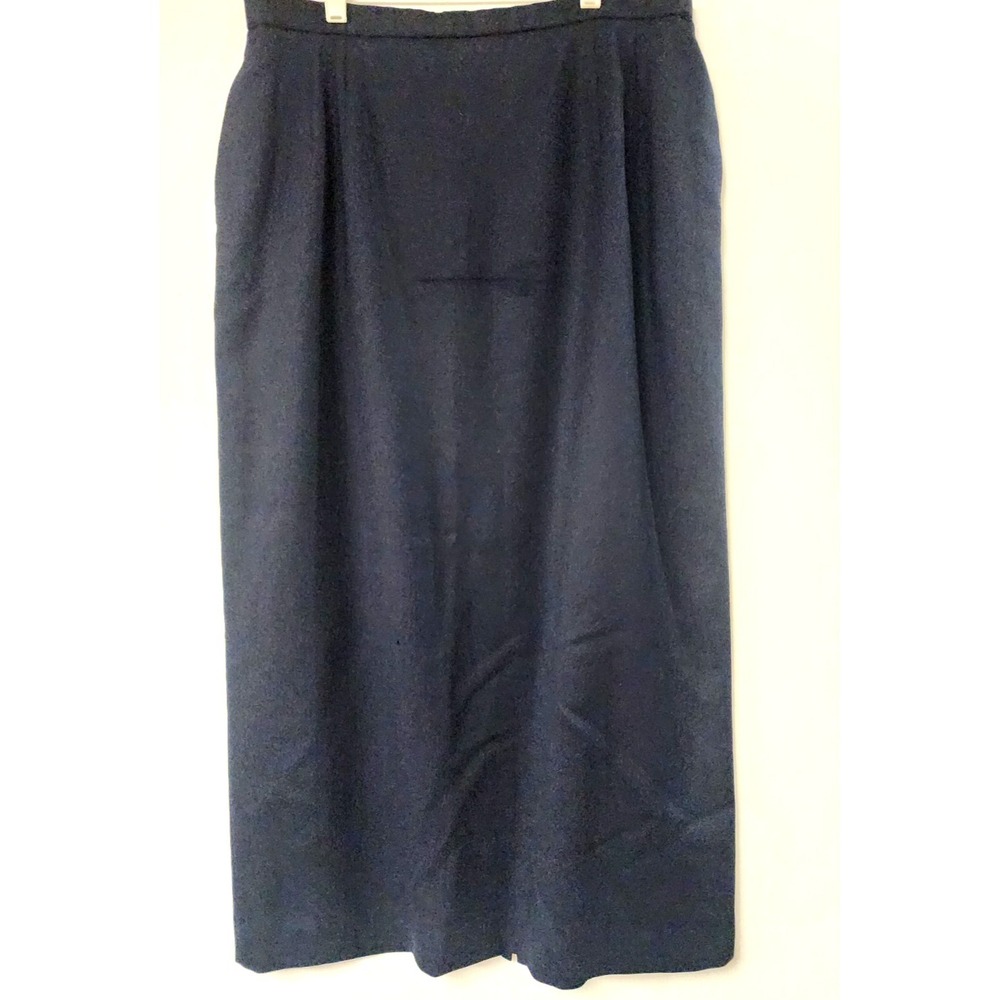 Vintage Pendleton Midi  Pencil Straight Skirt Virgin Wool Navy Blue  ‎ Size 16